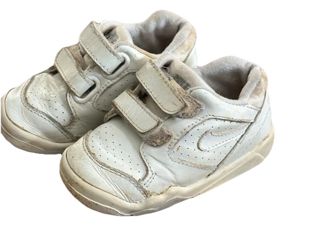 VtG Nike Pico Toddler White Leather Double Strap Sneakers Shoes 4.5C Court